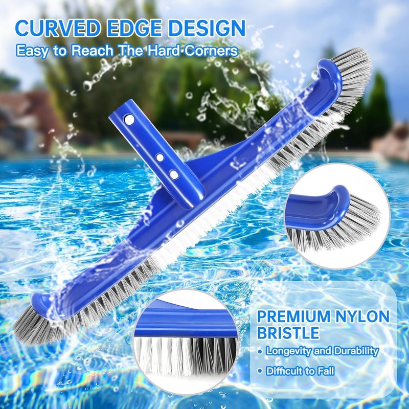 Unipool Pool Brush Head & Fine Mesh Pool Skimmer Kit，17" Pool Brushes for Cleaning Pool Wall， Reinforced Frame Pool Net Leaf Skimmer Cleaning Tool with Deep Fine Nylon Mesh Net Bag for Fast Cleaning - Image 5